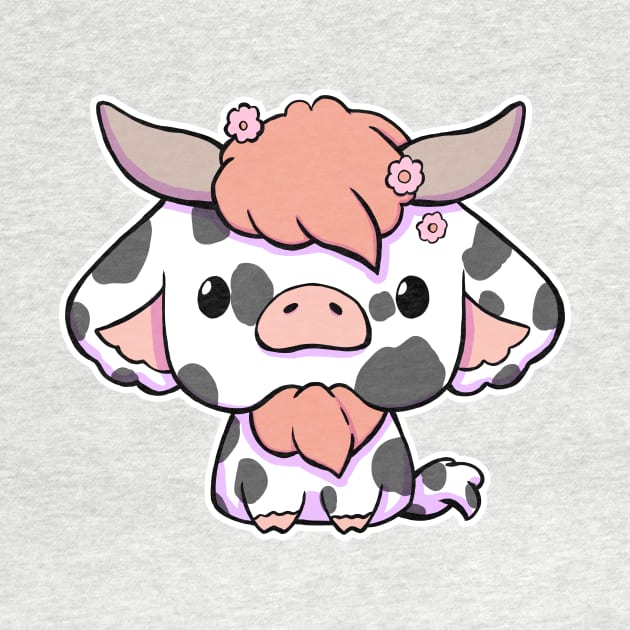 Cute Kawaii Cow - Black & White by alexandre-arts